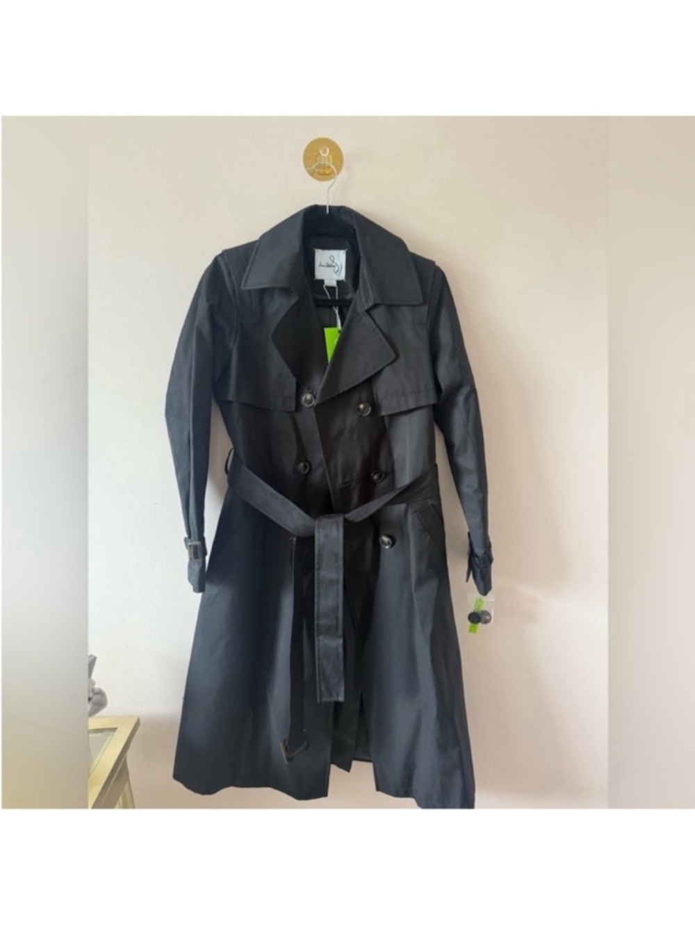 Sam Edelman Black Water-Resistant Trench Coat — Women’s Size XS — NWT